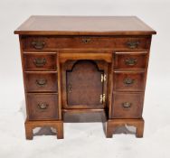 Yew wood small kneehole desk in the George III manner, the top with burr yew wood writing panel