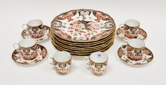 Royal Crown Derby Imari pattern part coffee and dinner service, 20th century, printed iron red