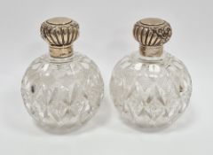 Pair of late Victorian silver-mounted dressing table jars by Mappin & Webb, London 1899, the