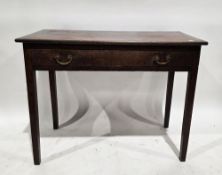 18th century oak and mahogany side table, the rectangular top over a single long drawer, on square