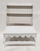 White painted wicker two-tier conservatory table of rectangular form, 46cm high x 98cm wide x 59cm