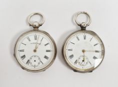 Late Victorian silver open face Waltham pocket watch, the enamel dial with Roman numeral hour