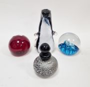 Murano Archimede Seguso perfume bottle and stopper, cased in black with silvered inclusions,
