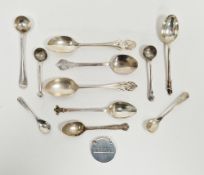 Group of silver teaspoons, including: a late Victorian trefoil Britannia silver teaspoon, hallmarked