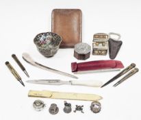 Mixed lot of collectables including a Chinese plique-a-jour enamel bowl 7.5cm diameter, Royal