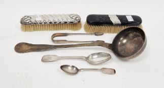 Pair of Irish George III silver fiddle pattern sugar tongs by John Power, Dublin 1810, a Victorian