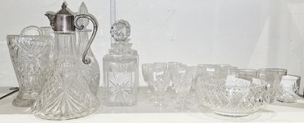 20th century silver-plated cut-glass claret jug, an Edinburgh crystal cut-glass whisky decanter