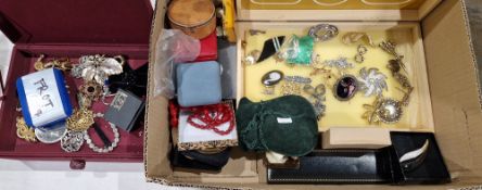 String of graduated simulated amber beads, a 19th century child's coral bead necklace and a large