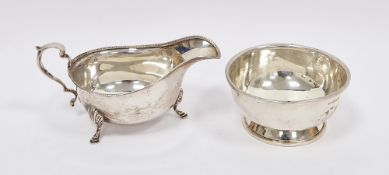 George V silver sauceboat, Birmingham 1933, Adie Brothers Ltd, with gadrooned rim and three hooved