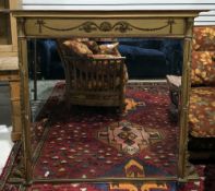 19th century giltwood and gesso overmantel mirror of rectangular form, the frieze with moulded