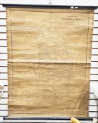Victorian hanging rolled Airey's railway map of England and Wales, published by McCorquodale & Co