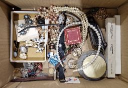 Quantity of costume jewellery including paste and cut steel pendant earrings, simulated pearls,