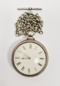 William IV pair cased silver pocket watch, the enamel dial with Roman numeral hour markers, the