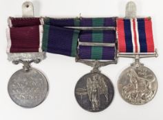 Bar of three medals including a George VI General Service medal with a Malaya clasp and a