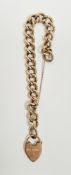 Gold curb-link bracelet marked 9c, with 9ct gold padlock clasp, engraved 'Ethel 1900', 19g approx