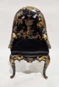 19th century papiermache gondola chair in the style of Jennens & Bettridge, with gilt and inlaid