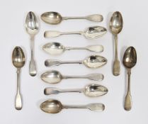 William IV silver set of six teaspoons, hallmarked London 1837 by John Harris V, and five further