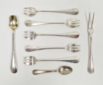 Italian silver teaspoon, stamped 800 76/PD, 0.25 ozt, together with five French silver-plated