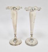 Pair of Edward VII silver vases, Chester 1901, Jay Richard Attenborough & Co, of trumpet form with