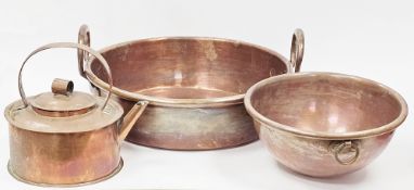 Collection of metalware including Indian bronze kadhai and similar copper Kathiawar, 19th century