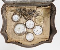 Two continental fob watches, both having enamel dials with Roman numeral hour markers, both marked