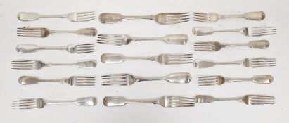 Collection of seventeen silver forks, fiddle pattern, various dates and makers from George III to
