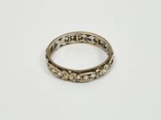 9ct white gold diamond eternity ring, of foliate design, stamped 9CT 2.36 grams, size L (lacking