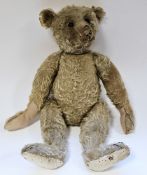 Teddy Bear, c.1908, believed Steiff, straw filled brown mohair, with swivel head and jointed
