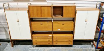 Mid-century Ladderax teak and metal modular wall unit designed by Robert Heal for Staples,