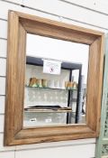 Rustic pine framed rectangular wall mirror, 69cm x 59cm