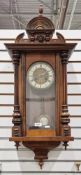 Victorian mahogany regulator wall clock, gilt brass dial and white enamel chapter ring having