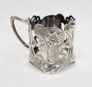 Art Nouveau WMF silver plated cup holder, of sinuous form with pierced decorations including the