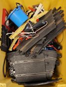 Three boxes of childrens toys to include box of Scalextric track and power supply, box of Sindy
