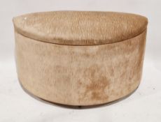 Early to mid-century large ottoman of demi-lune form upholstered in a pale pink fabric, 76cm high