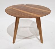 Mid-century Sheerlyn circular coffee table, the walnut veneer top on four beechwood tapered legs,