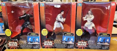 Star Wars Episode One Interactive Talking Bank Darth Maul together with Qui-Gon Jinn and Obi-Wan