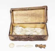 Collection of approximately 100 Chinese mother-of-pearl engraved gaming counters/tokens of various