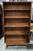 Mid-century Danish Bornholm Mobler teak open waterfall bookcase with four adjustable shelves, on
