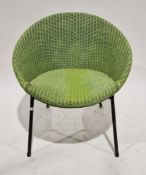 1960's Lloyd Loom green satellite chair, M300 pattern, on black tubular framed base, 75cm high x