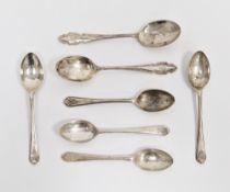Five silver golfing teaspoons, Sheffield, 1932, Walker & Hall, 2.2.33 ozt & two initialled