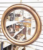 Circular mirror with hardwood deep moulded carved frame, 68cm diameter