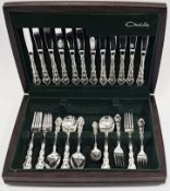 Set of Community Plate silver plated flatware for six covers in oak canteen