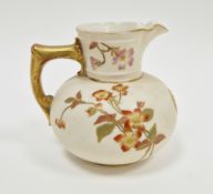 Royal Worcester ivory ground globular jug, printed puce marks, date code for 1892, shape no. 1376,