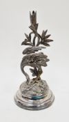 19th century silver plated epergne stand by James Deakin & Sons, cast in the form of a crane bird