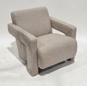 Brompton Sculptural Accent armchair upholstered in a taupe boucle-daals fabric, 72cm high x 74cm