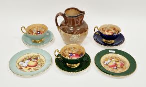 Aynsley fruit decorated part tea-service, 20th century, printed green marks, comprising: three