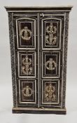 Persian/Indian hardwood cabinet with painted decoration including flowers and foliate scrolls, the