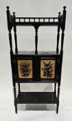 Late 19th/early 20th century aesthetic-movement ebonised side cabinet with spindle galleried back,