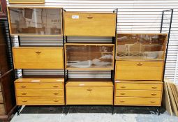 Mid-century Ladderax teak and metal modular wall unit designed by Robert Heal for Staples,