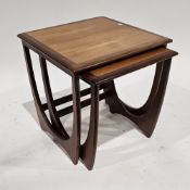 Mid-century Astro teak nest of two tables, the largest table 51cm high x 50cm wide x 50cm deep  (